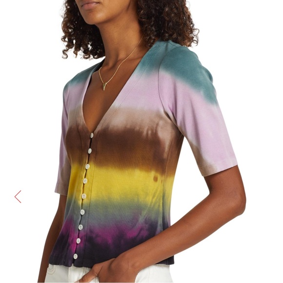 NWT Raquel Allegra Cindy Tie Dye Button Top Size Large (3) - Picture 3 of 14